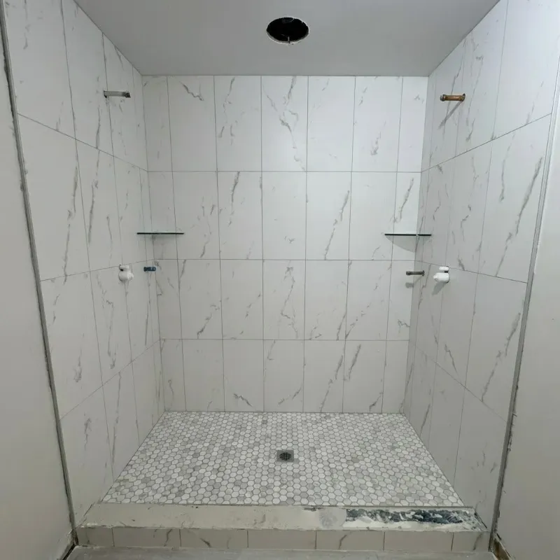 Bathroom before tile and fixture remodel